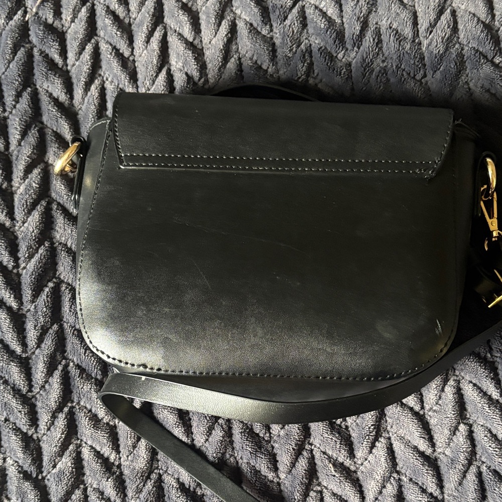 Black Leather Crossbody Bag with Gold Hardware - Picture 2 of 4